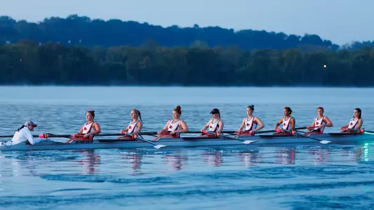 The Louisville rowing team trains on the Ohio River