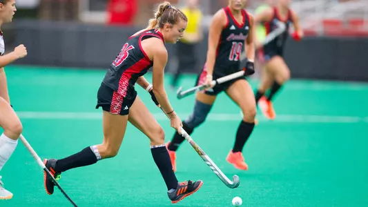 Rylie Wollerton dribbles the ball in the game against Boston College