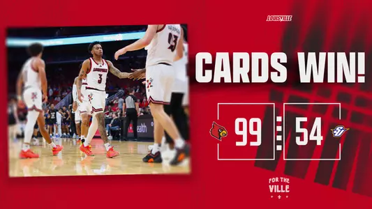 Koren Johnson on a score graphic as Louisville beat Spalding 99-54