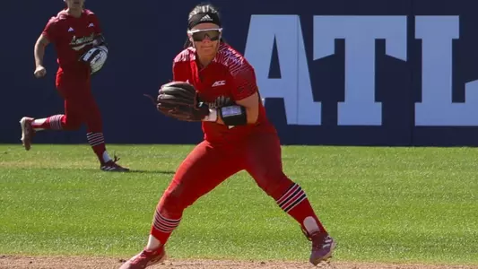 Ally Alexander fields the ball at second base against Seton Hall