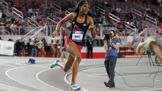 Kiyah Yeast gets out of the blocks at the ACC Indoor Championships