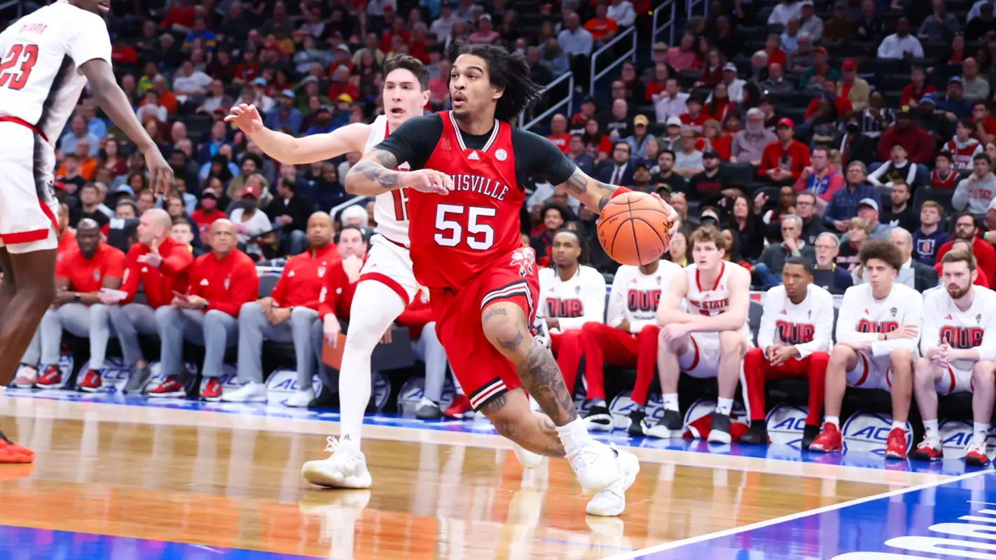 Skyy Clark drives to the basket against NC State in the first round of the ACC Tournament on March 12, 2024, in Washington, D.C.