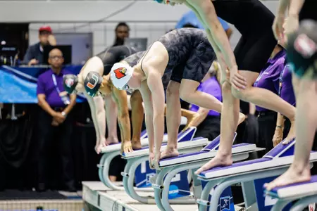 Christiana Regenauer on the blocks before the start of the 100 Fly