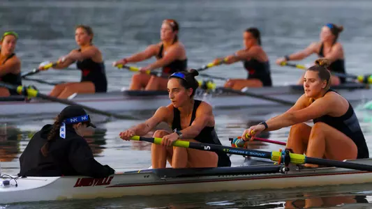 The rowing team practices on the Ohio River