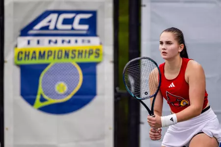 Lika Peresypkina awaits the serve at the ACC Championship