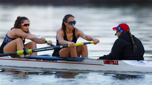 The rowing team practices on the Ohio River