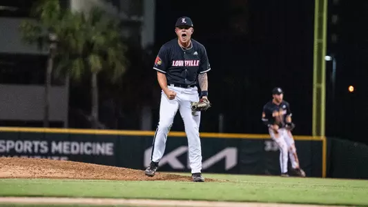 Tucker Biven after the final out at Miami.