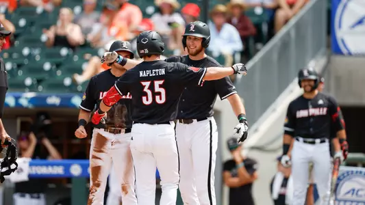 The Cardinals after a Luke Napleton home run against Clemson.