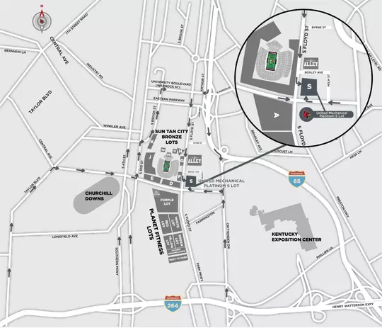 L&N Stadium Platinum Lot Focused Map - Updated May 2024