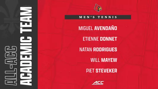 Men's tennis graphic with names for the All-ACC Academic Team announcement