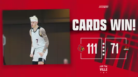 Men's basketball win over Calgary - score graphic