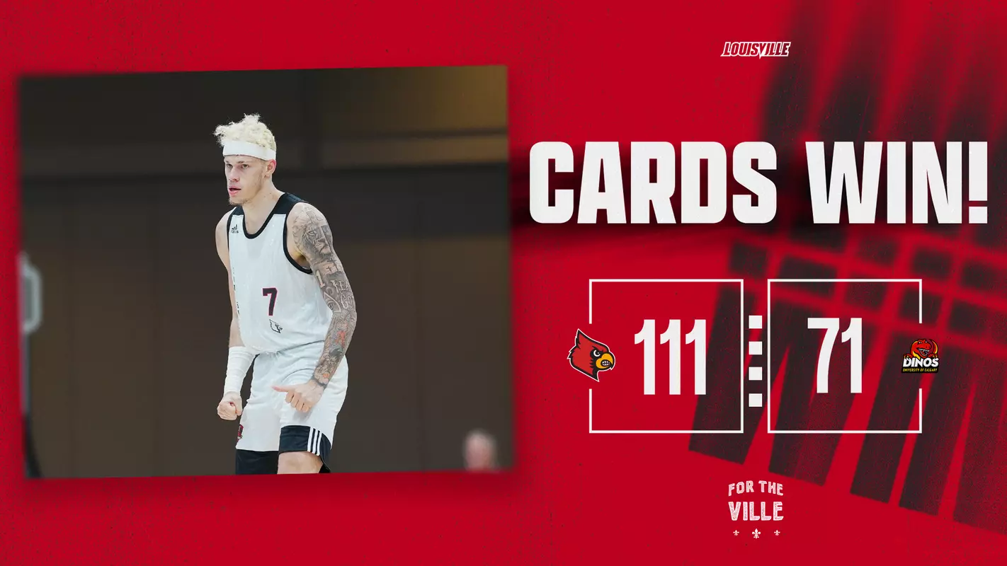 Men's basketball win over Calgary - score graphic