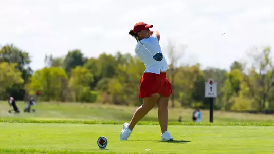Beatriz Barrios tees off at the second round of the Cardinal Cup