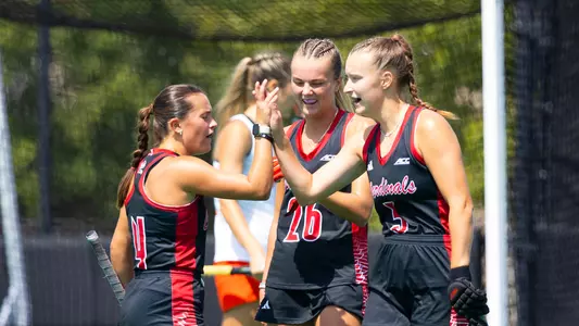 Louisville field hockey celebration vs. Princeton
