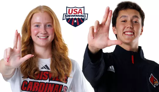 Caroline Larsen and Gregg Enoch throw up their L's