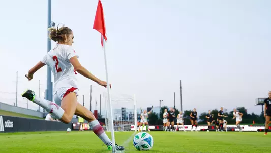 Betsy Huckaby kicking the ball on a free kick during the game against Miami on September 25th.