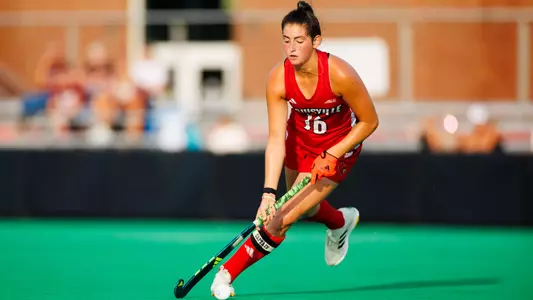Izzy Bianco dribbles the ball in the game against Bellarmine