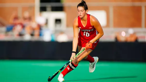 Izzy Bianco dribbles the ball in the game against Bellarmine