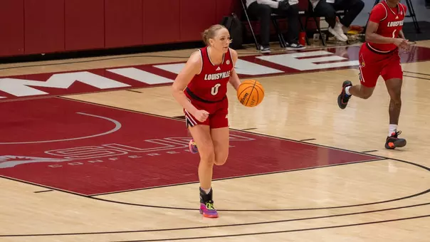 Laura Ziegler dribbles against ETSU