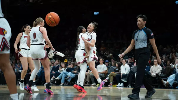 Imari Berry & Tajianna Roberts celebrate against Tennessee