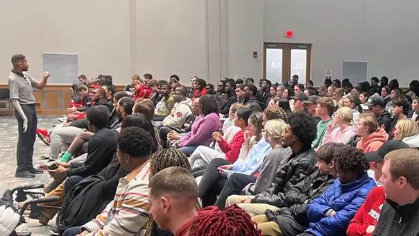 Motivational Speaker Inky Johnson addresses UofL students and staff