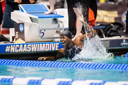 Tristen Ulett celebrates at the blocks