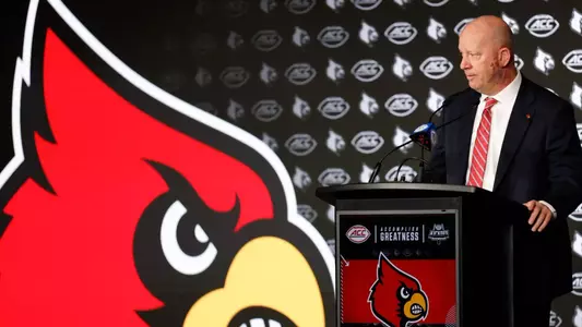 Jeff Brohm speaking at the 2025 ACC Kickoff.