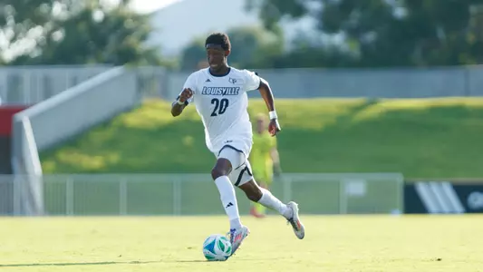 Ashton Flowers advances the ball into attacking play during the exhibition game against Lindsey Wilson at the Dr. Mark & Cindy Lynn Family Stadium on August 9th.