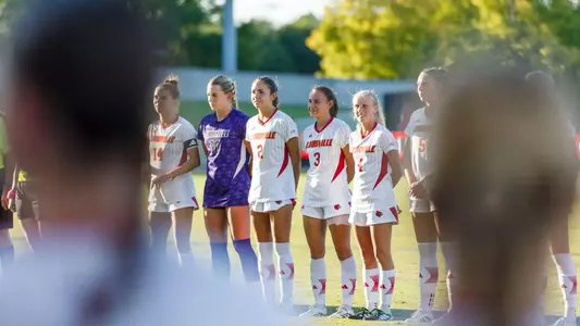 Betsy Huckaby, Mackenzie Geigle, and Liza Suydam lined up  before the game against Dayton Flyers at the Dr. Mark and Cindy Lynn Stadium on September 7th, 2025.