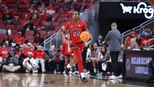Tajianna Roberts dribbles against Boston College