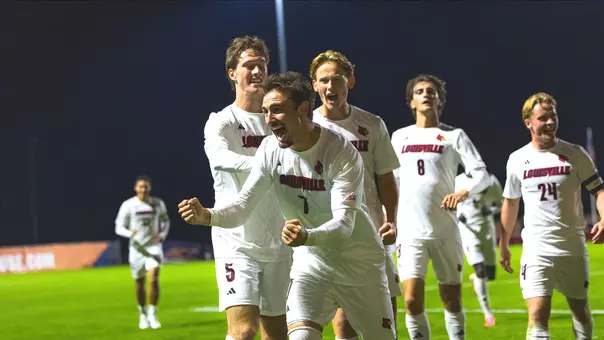 Braydon Sellers celebrates game-winner at Syracuse.