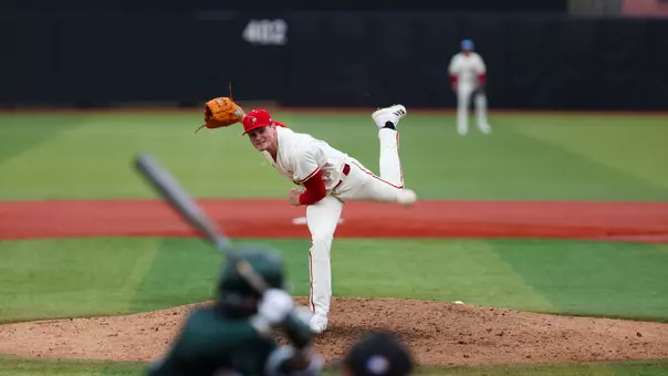 Wyatt Danilowicz pitching against Michigan State.