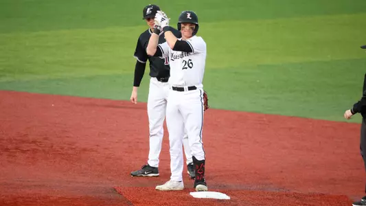 Jimmy Nugent celebrating a double against EKU.