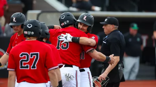 Ben Slanker after a home run against Marshall.