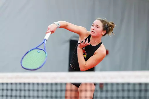 Alice Otis hits the ball during the match against MTSU at the Bass-Rudd Tennis Center on March 11.