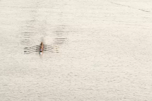 Rowing team on the water on the Ohio River