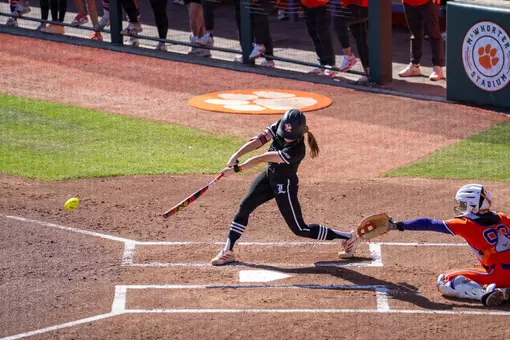 Madison Pickens hitting the ball against Clemson
