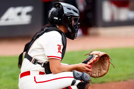Bri Despines in her catchers stance during the game against Syracuse at Ulmer Stadium on April 26th, 2026.