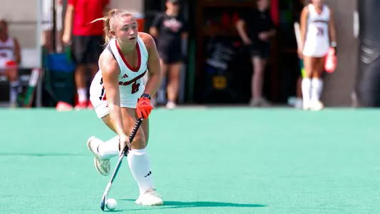 Tatum Kroon with the ball in the game against iowa