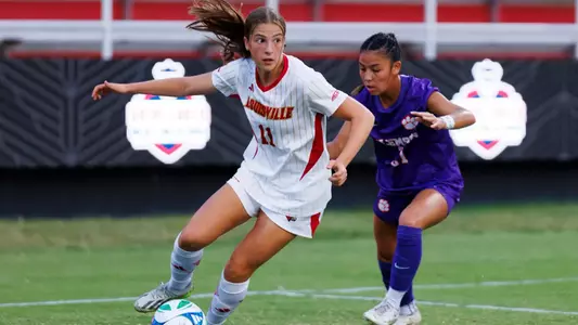 Amelia Swinarski defending the ball during the game against Clemson at the Dr. Mark and Cindy Lynn stadium on September 19, 2025.