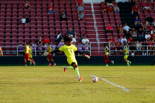 Nathaniel Abraham kicks the ball during the game against Indiana at the Dr. Mark and Cindy Lynn Stadium on August 31st, 2026.