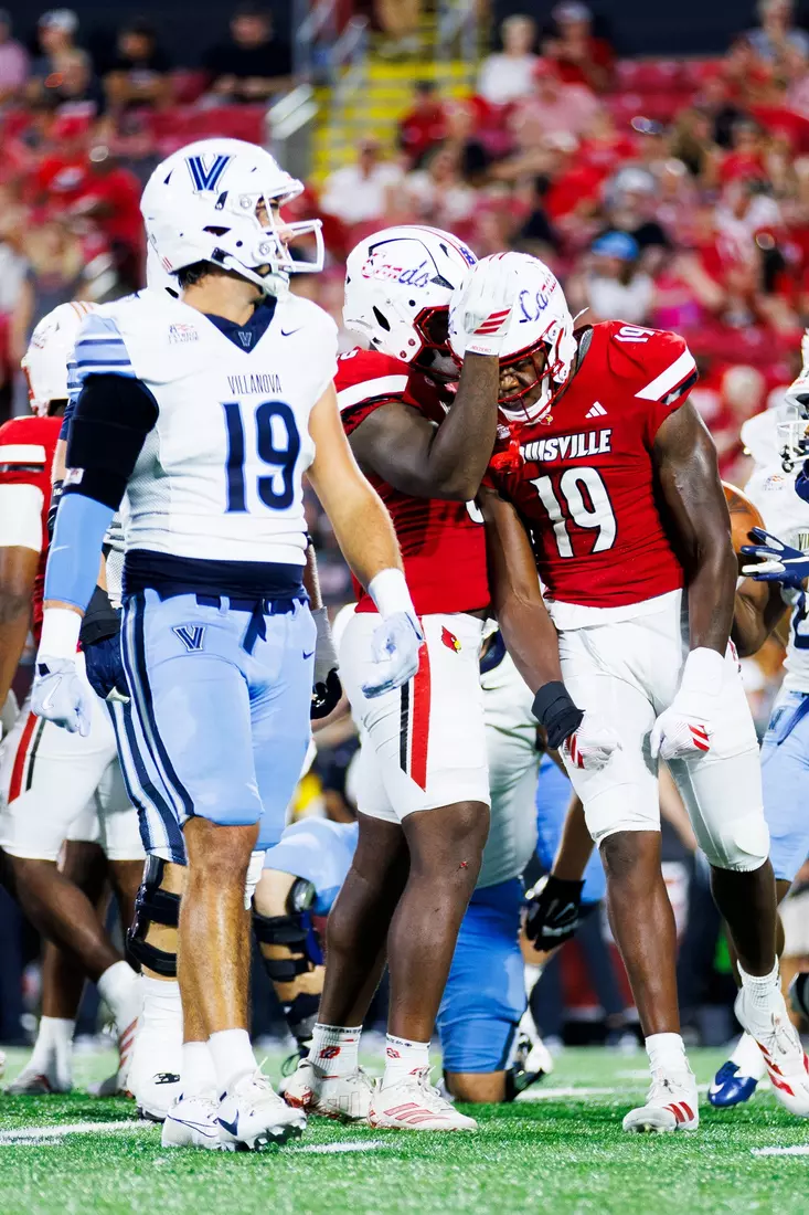 Micah Carter celebrates during the game against Villanova at L&N Stadium on September 11.