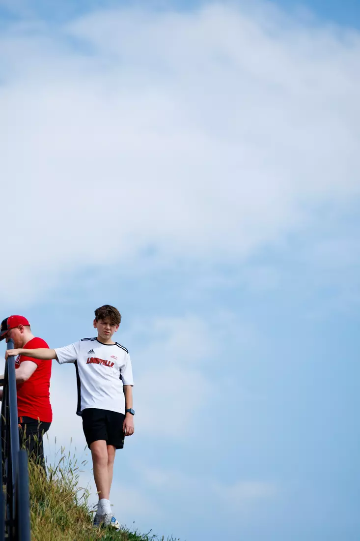 A fan waits for the Card March before the game against Villanova at L&N Stadium on September 11.