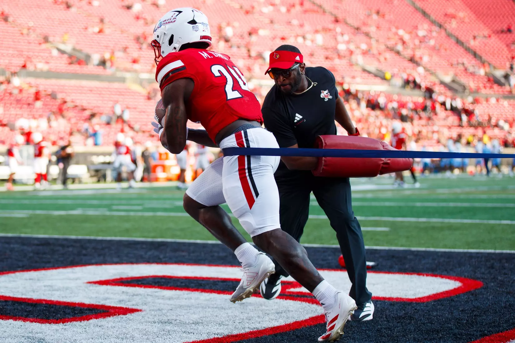 Marquise Davis during warmups before the game against Villanova at L&N Stadium on September 11.