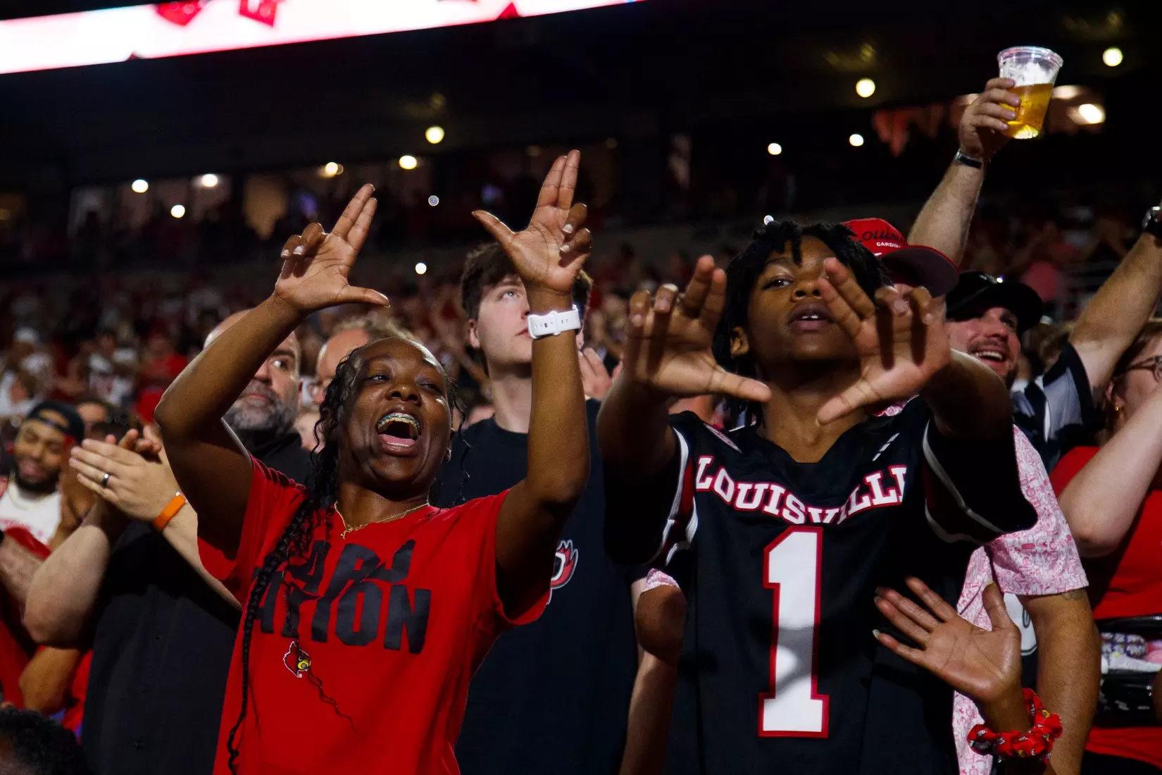 Fans cheering during the game against Villanova at L&N Stadium on September 11.