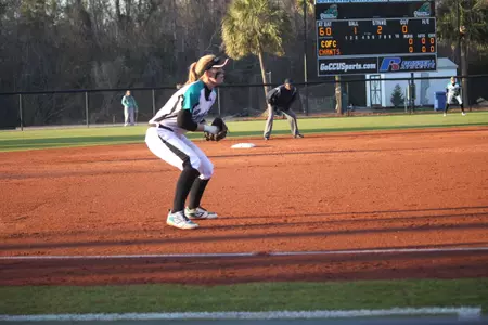 Third baseman Kory Hayden hit two home runs Saturday, giving her 32 for her career.
