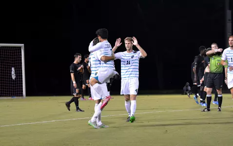 Jair Espinoza celebrates his third goal of the season.