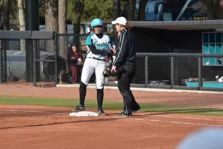 Kailey Mellen had two home runs and a career-high four RBIs in Saturday's first game.
