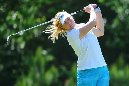 07 May 2015: NC State hosts the Raleigh regional of the 2015 NCAA Women's Golf Championships with first round action Thursday at the Lonnie Poole Golf Course in Raleigh, North Carolina. Malene Krolboll Hanse