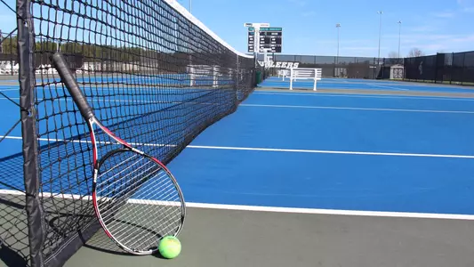 Tennis racket on court